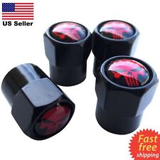 4 RED Punisher Tire Valve Stem Caps For Car, Truck Standard Fitting picture