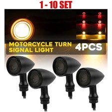 4-40x Front Rear Black LED Bullet Turn Signal Brake Amber&Red Blinker Mini Light picture