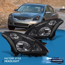 For 10-12 Nissan Altima Sedan Black Housing Halogen Headlights Lamps Left+Right picture