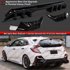For 2017-2021 Civic Hatchback FK7 MU Rear Bumper Diffuser + White Corner Garnish picture