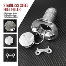 1 Set Polished Stainless Steel Flush Mount Gas Tank Fuel Filler Neck Cap W/key picture