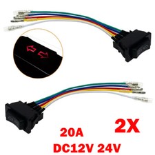 2x 5-Pin/Wire Car Window Power Switch Universal UP/DOWN Red LED Lighted DC12/24V picture