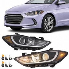 VRC Pair For 2017 2018 Hyundai Elantra Headlights Halogen Headlamps w All Bulbs picture