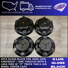 4pcs Chevy Silverado 1500 Tahoe Replacement 6LUGS BLACK Center Cap w/ black Nut picture