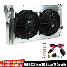 3 Row Radiator+Shroud Fan+Relay For 1982-2002 CHEVY S10 BLAZER 84-90 CORVETTE V8 picture