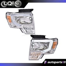 LED DRL FOR 1909-2014 2013 FORD F150 CHROME AMBER PROJECTOR HEADLIGHT HEAD LAMPS picture