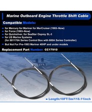 2Pcs Boat Throttle and Shift Cables Gen 1/CC179XX & Gen2/CC189XX Compatible with picture