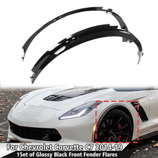 2Pcs Glossy Black For Corvette C7 14-19 Front Wheel Trim Fender Flares Extension picture