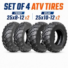 25x8-12 25x10-12 ATV Tires All Terrain 6PR 25x8x12 Front 25x10x12 Rear UTV Set picture