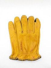Distressed vintage Yellow Unlined Cowhide Motorcycle Gloves Touch tip picture