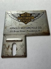 VTG Arnold Harley-Davidson Providence R.I. Metal License Plate Topper Tag HD Gas picture