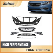 Fits 2015-2017 Hyundai Sonata New Front Bumper Cover Kit W/ Upper Lower Grille picture