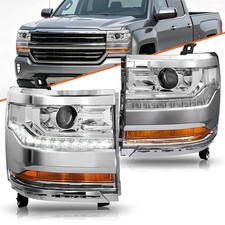 BRYGHT Chrome Headlights For 2016-2018 Chevy Silverado 1500 HID/Xenon Left&Right picture