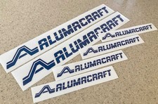 Alumacraft Vintage Boat Decals Navy Blue Die-Cut + FREE Fish Decal picture