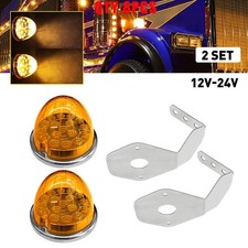 Amber Watermelon LED Clearance Lights Side Marker Lamps w L Brackets 4-40X picture