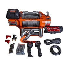WINCHMAX 17500lb Orange 12v Electric Winch, Steel Cable, Twin Wireless Remote picture