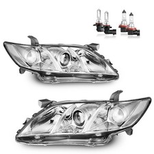 Pair Chrome Headlights For 2007 2008 2009 Toyota Camry Headlamps W/Bulbs LH+RH picture