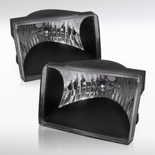 Fit 1993-1998 Jeep Grand Cherokee Black Headlights Headlamps Left+Right 93-98 picture