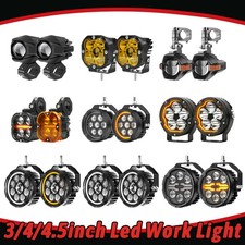 2x Motorcycle LED Driving Fog Lights White Amber Auxiliary Lights Spotlights picture