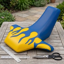 Suzuki LT500R Quadracer Seat Cover Yellow Blue Color Vinyl Seat Cover picture
