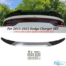 Fit 15-23 Dodge Charger SRT 2 Pcs BK Decklid Spoiler Gurney Flap Wickerbill picture