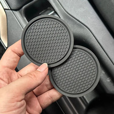 2x Car Interior Insert Accessories Red Anti-Slip Cup Holder Coasters Pads Mats picture