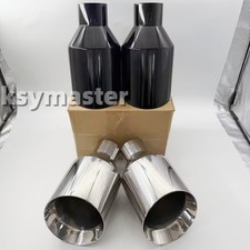5″ Big Exhaust Tip Pair Dodge RT SRT RAM 2.5″ Inlet Angle Cut Double Wall Black picture