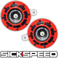 SICKSPEED 2PC RED SUPER LOUD COMPACT ELECTRIC BLAST TONE HORN CAR SUV 12V P22 picture