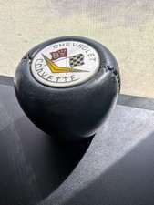 Vintage Chevrolet Corvette Black Shift Knob Crossed Flags Emblem Custom picture