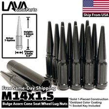 24x Black 14x1.5 Spike Lug Nut Fit Chevy Silverado 1500 Tahoe Suburban Traverse picture