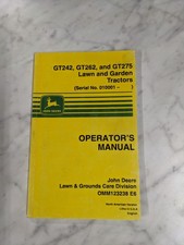 JOHN DEERE OPERATOR SERVICE MANUAL GT242 GT262 GT275 GARDEN TRACTOR OMM123238 picture