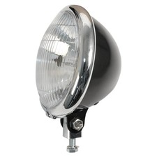 Emgo 5-3/4in. Bates Style Headlight - Black with Chrome Bezel - 6684151BC picture