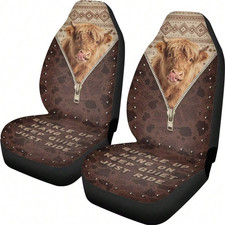 Highland Cow Car Seat Covers Front Seats Breathable Universal SUV Truck Sedan picture