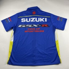 Fast Eddie Racewear Suzuki GSX-R Motorcycle Print Button Shirt Like New Men’s L picture