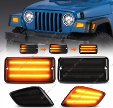 For 97-06 Jeep Wrangler TJ LED Dynamic Front Side Marker Bumper Signal Lights picture