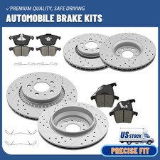 316mm Front & 308mm Rear Drilled Brake Rotors Ceramic Pads for 03-14 Volvo XC90 picture