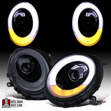 Fits 2007-2013 Mini Cooper S Smoke LED Halo Projector Headlights Lamps 07-13 picture