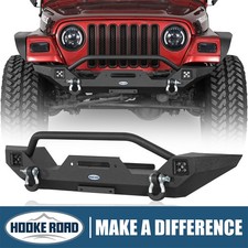 Hooke Road Off-Road Front Bumper For 1987-2006 Jeep Wrangler YJ TJ w/LED Lights picture