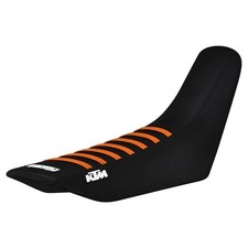 1994-1997 KTM 350 400 620 EGS SC EXC Seat Cover  all BLACK/ORANGE ribs #432 LOGO picture
