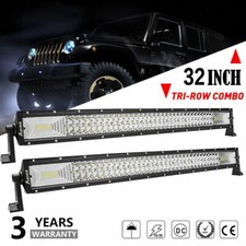 2pc 32'' Tri-row LED Light Bar Combo Offroad Work Driving Lamp Bar Car SUV Truck picture