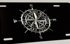 Not All Who Wander Compass Car Tag Diamond Etched Vanity Front License Plate picture
