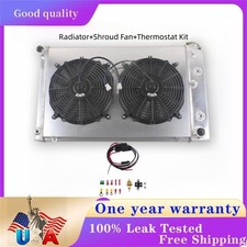 Aluminum 3 Core Radiator 2*Fans&Shroud For 1973-1980 Chevy C/K C10 C20 C30 Truck picture