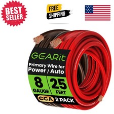 25FT 8 Gauge CCA Battery Cable in Black/Red for Versatile Wiring picture