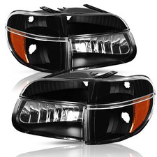 For 95-01 Ford Explorer/Mountaineer Black Amber Corner Headlights Pair LH+RH picture