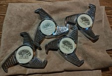 ⭐ Vintage Player Wire Wheels Chrome TriBlade Spinner Caps Playing Card Lowrider  picture