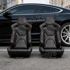 Universal PVC Leather Reclinable Black Racing Seats Car Seats Pair picture