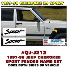 QJ-J212 1997-98 Jeep Cherokee XJ - SPORT Name Fender Decal Set picture