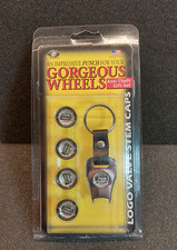 Vintage 2003 Gorgeous Wheels Jeep Logo Valve Stem Caps Covers Keychain Gift Set picture
