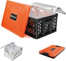Collapsible Plastic Trunk Crate Removable Insulated Cooler, Lid Organizer Box Tr picture
