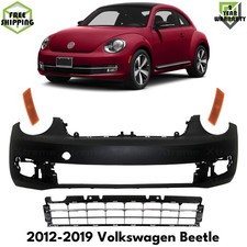 Front Bumper Cover Primed Plastic & Bumper Grille For 2012-19 Volkswagen Beetle picture